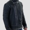 Black Shearling Belted Leather Jacket