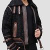 Real Black Goat Curly Shearling Bomber Leather Jacket
