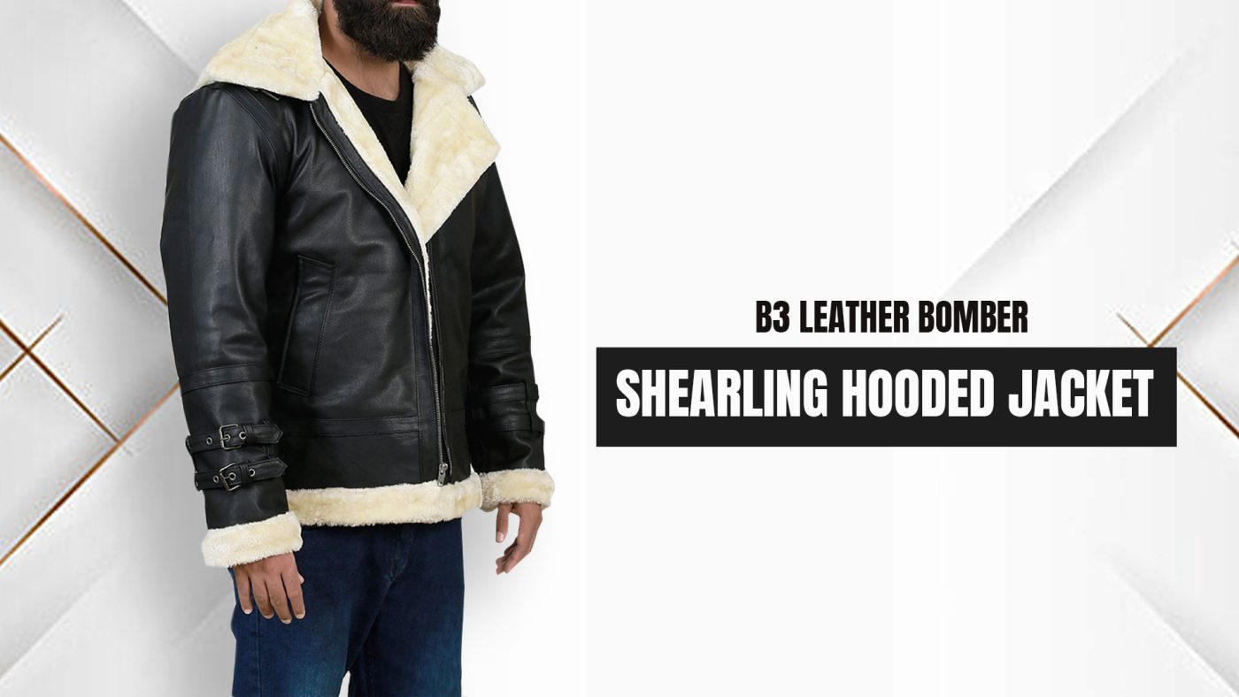 B3 Leather Bomber Shearling Hooded Jacket