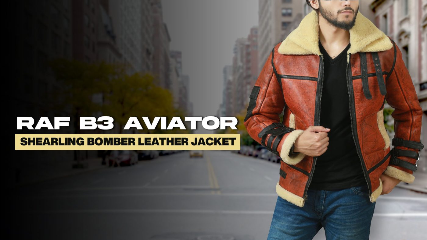 RAF B3 Aviator Shearling Bomber Leather Jacket