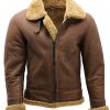 WWII Aviator Brown Bomber Shearling Jacket