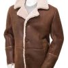 Men B3 Sheepskin Shearling Brown Leather Coat