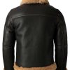 Men B3 Sheepskin Shearling Black Leather Jacket