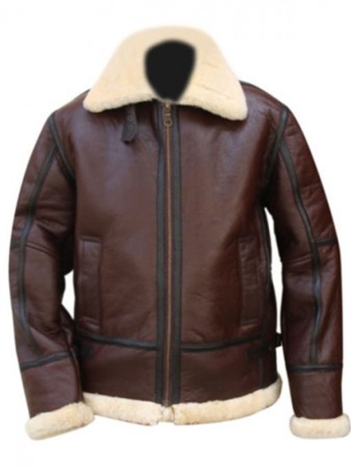 WWII B3 Bomber Shearling Brown Sheepskin Leather Jacket