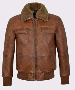 Men's Brown Bomber Aviator Leather Jacket