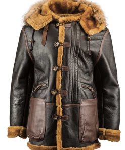 Men WW II B7 Sheepskin Shearling Brown Leather Jacket